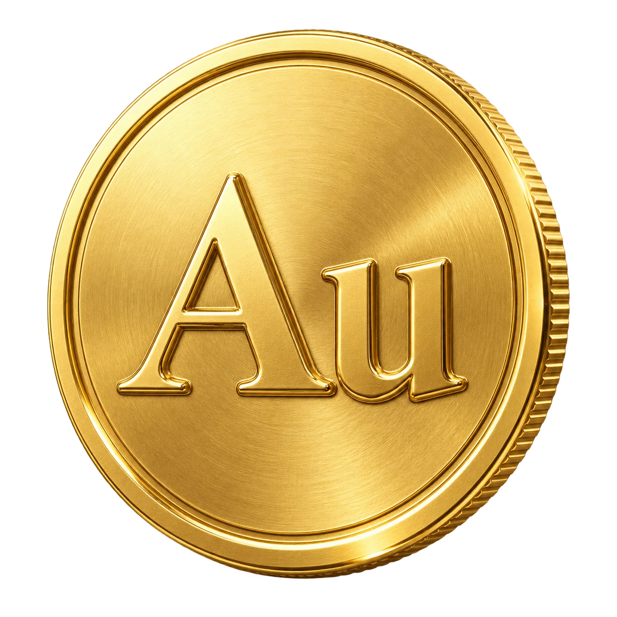 带有Au浮雕的金色投资金币图标